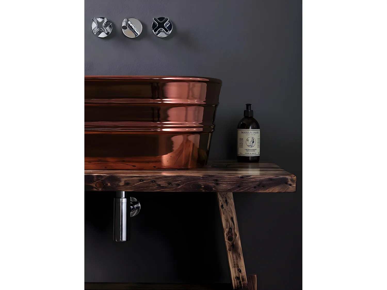 Vasque à poser ovale Tinozza cuivre brillant