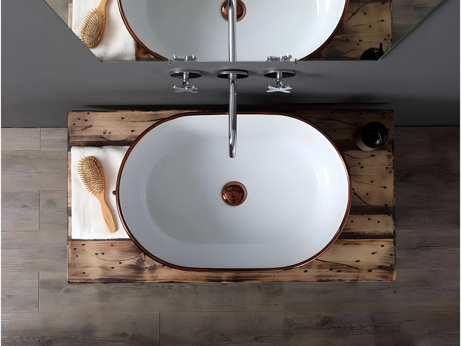 Vasque à poser ovale Tinozza cuivre brillant