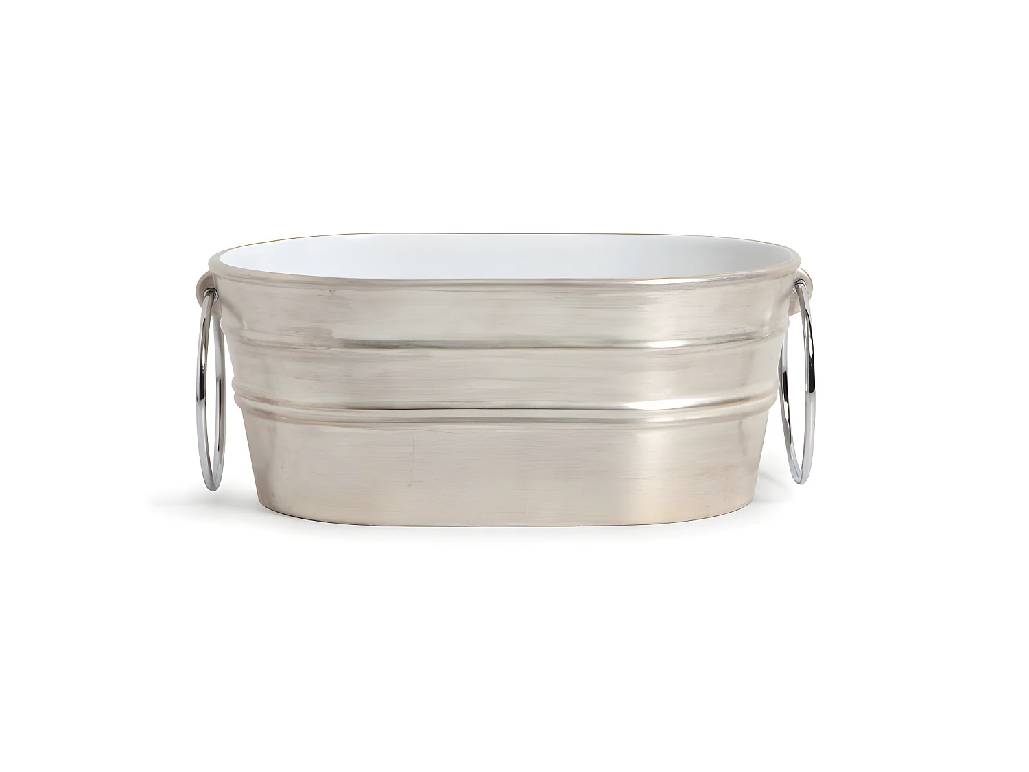 Vasque à poser ovale Tinozza argent satiné avec porte-serviettes