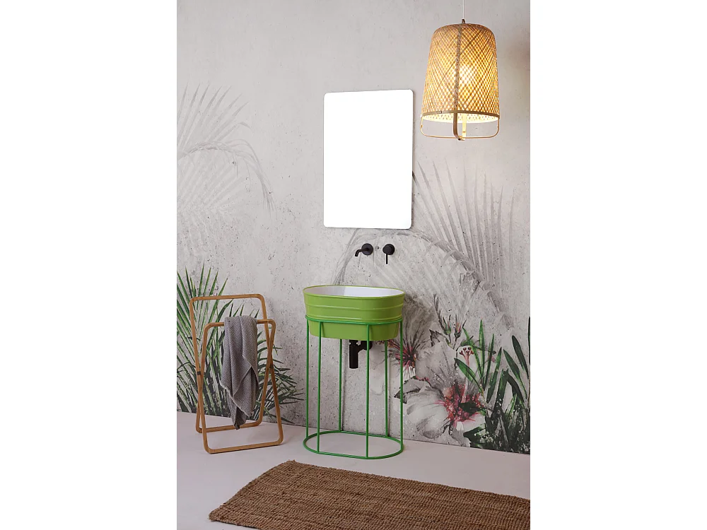 Vasque à poser ovale Tinozza vert impulsion brillant