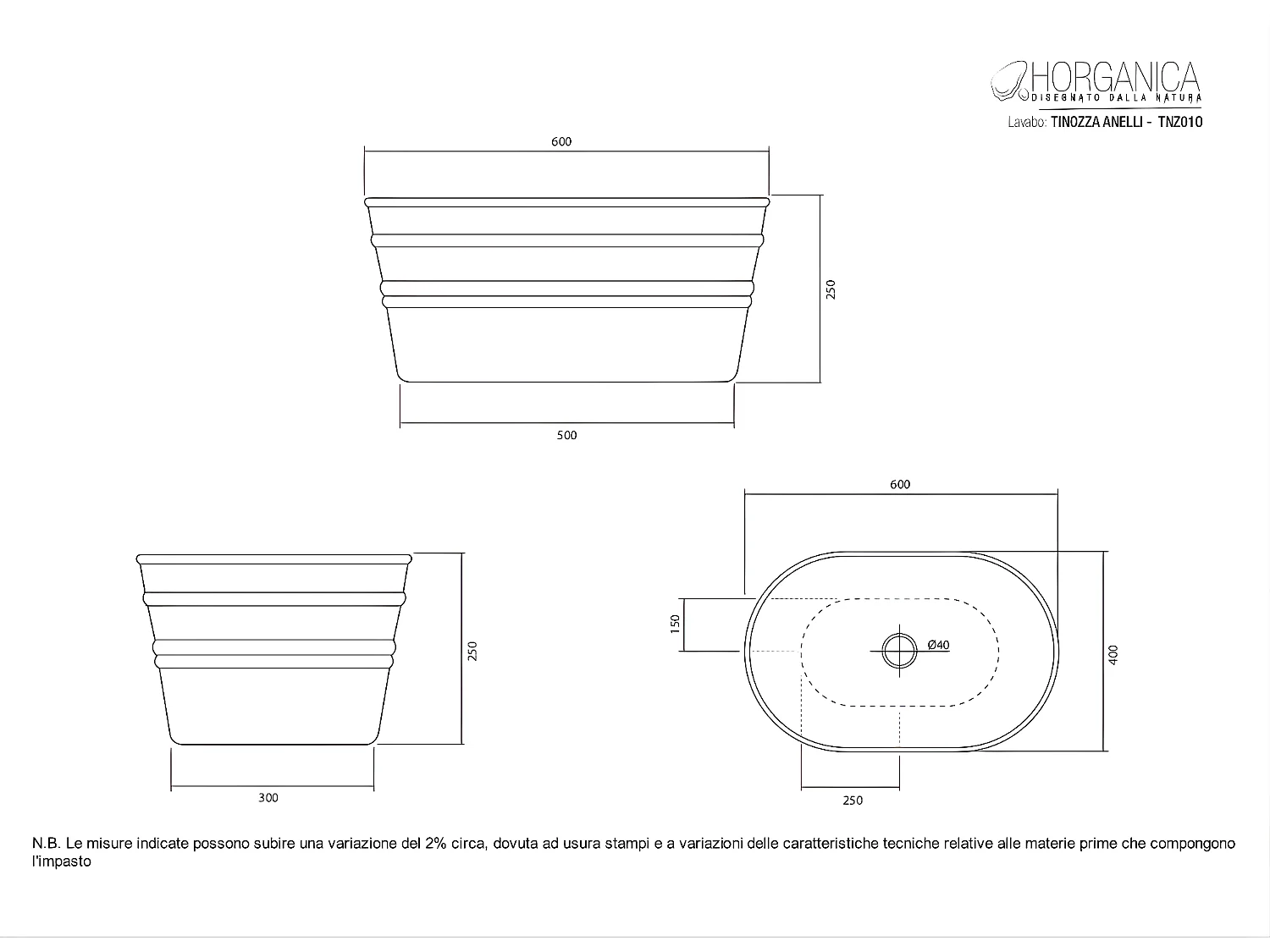 Aufsatzwaschtisch cm 60x40xH25 Tinozza glänzend weiß