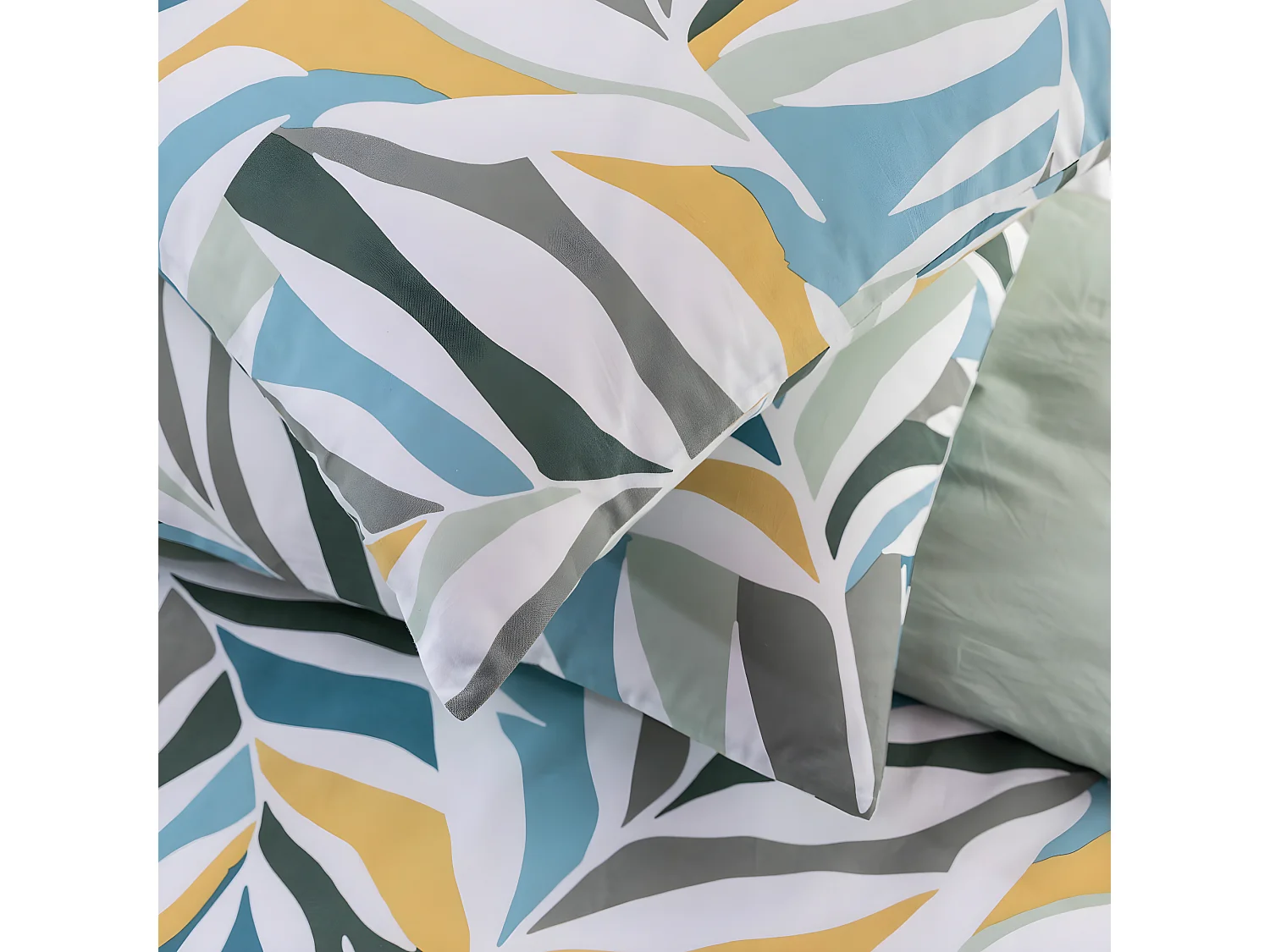 Parure de lit 2 personnes végétal réversible unie 240x220cm