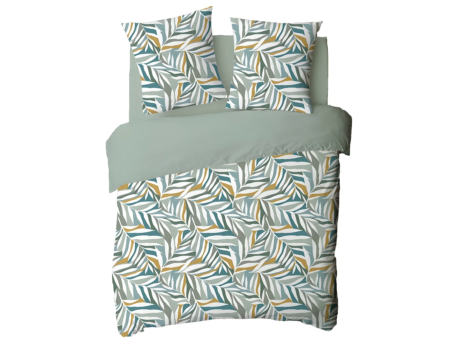 Parure de lit 2 personnes végétal réversible unie 240x220cm