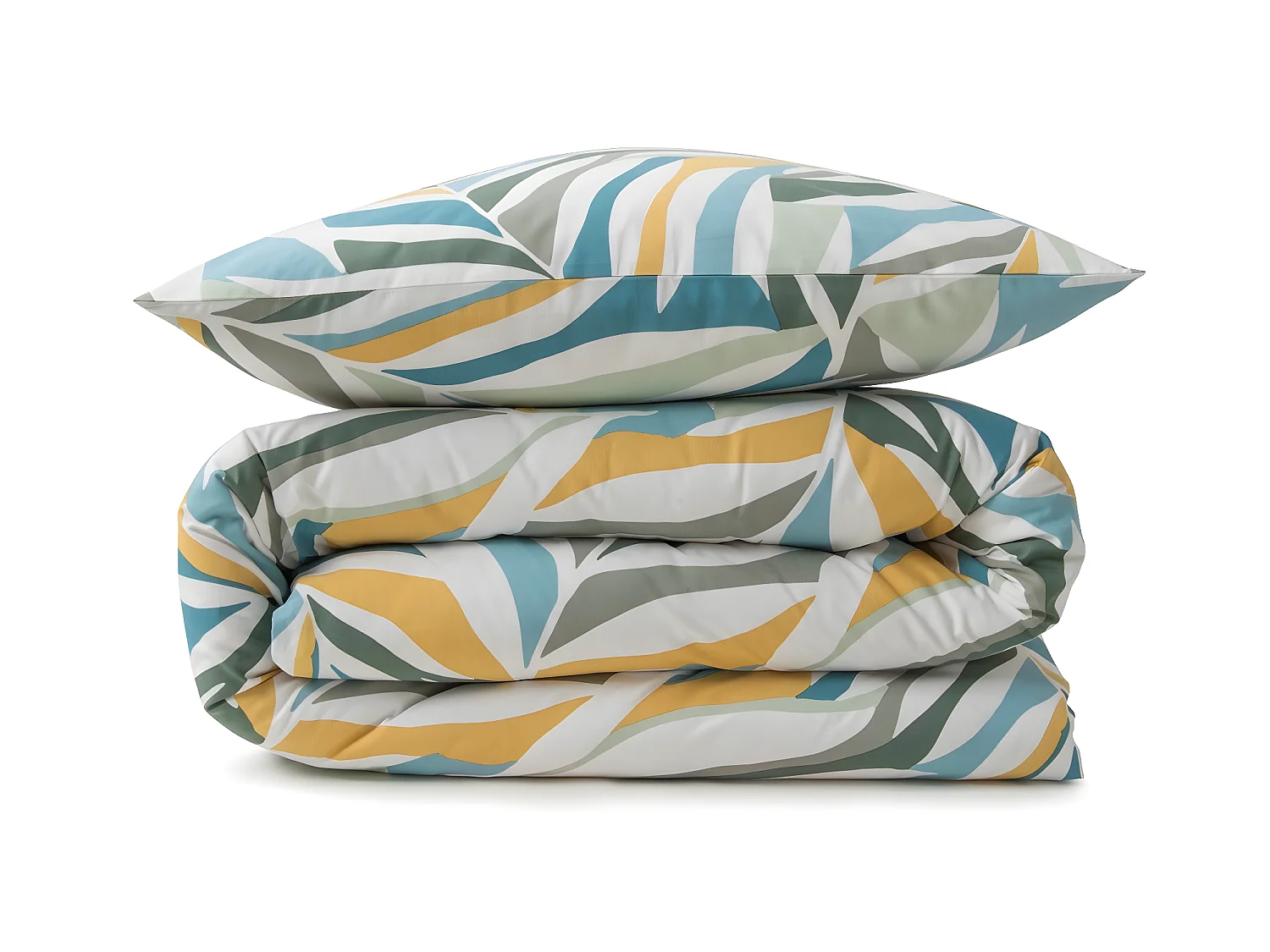 Parure de lit 2 personnes végétal réversible unie 240x220cm