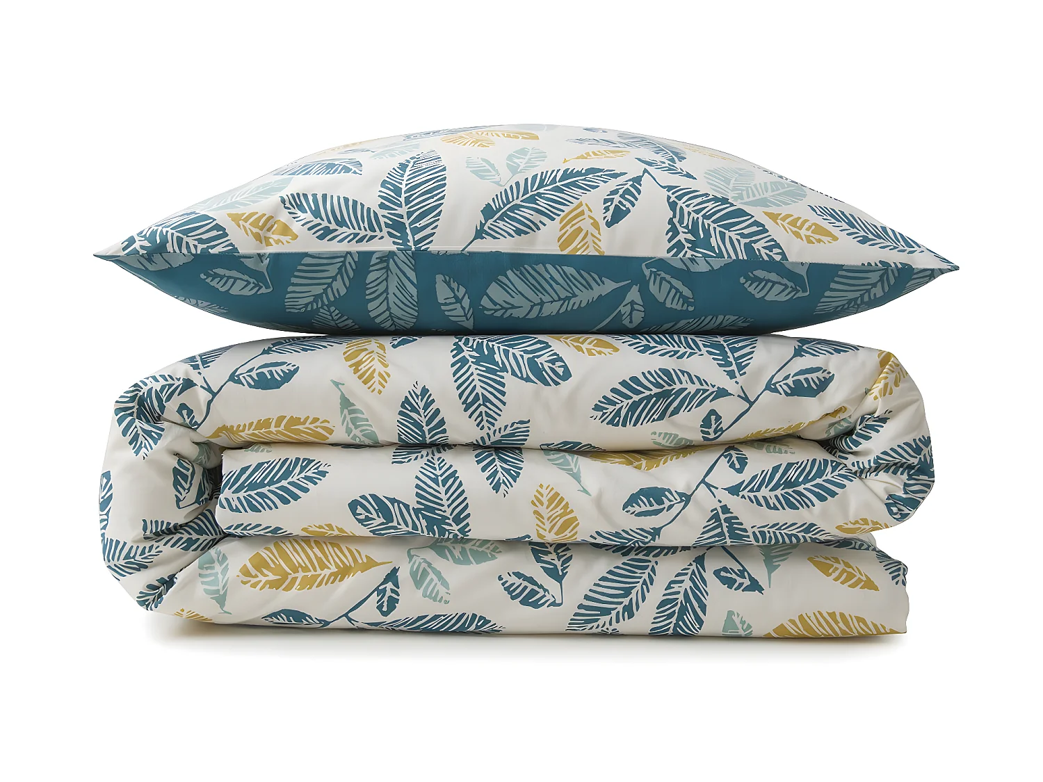 Parure de lit 2 personnes en coton 57 fils imprimé bleu 260x240cm