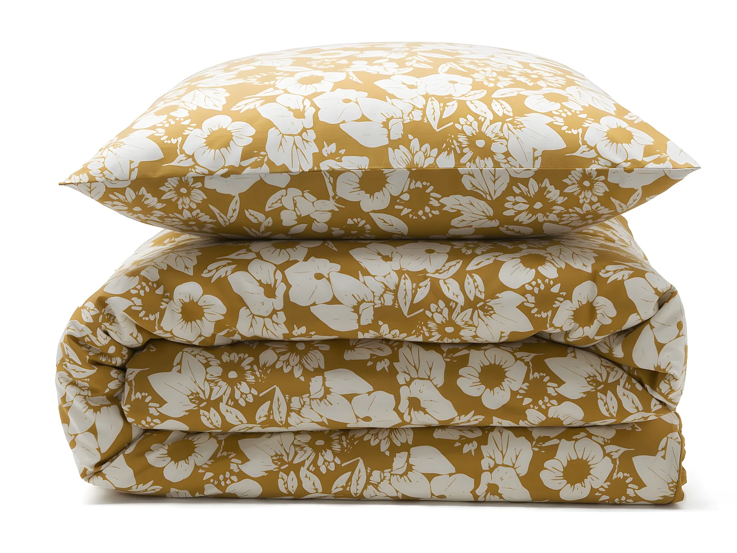 Parure de lit 2 personnes en coton 57 fils imprimé miel 240x220cm