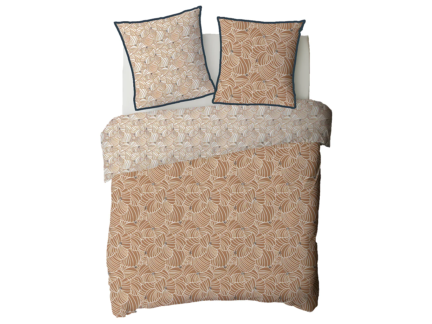 Parure de lit 2 personnes graphique floral en coton 260x240cm