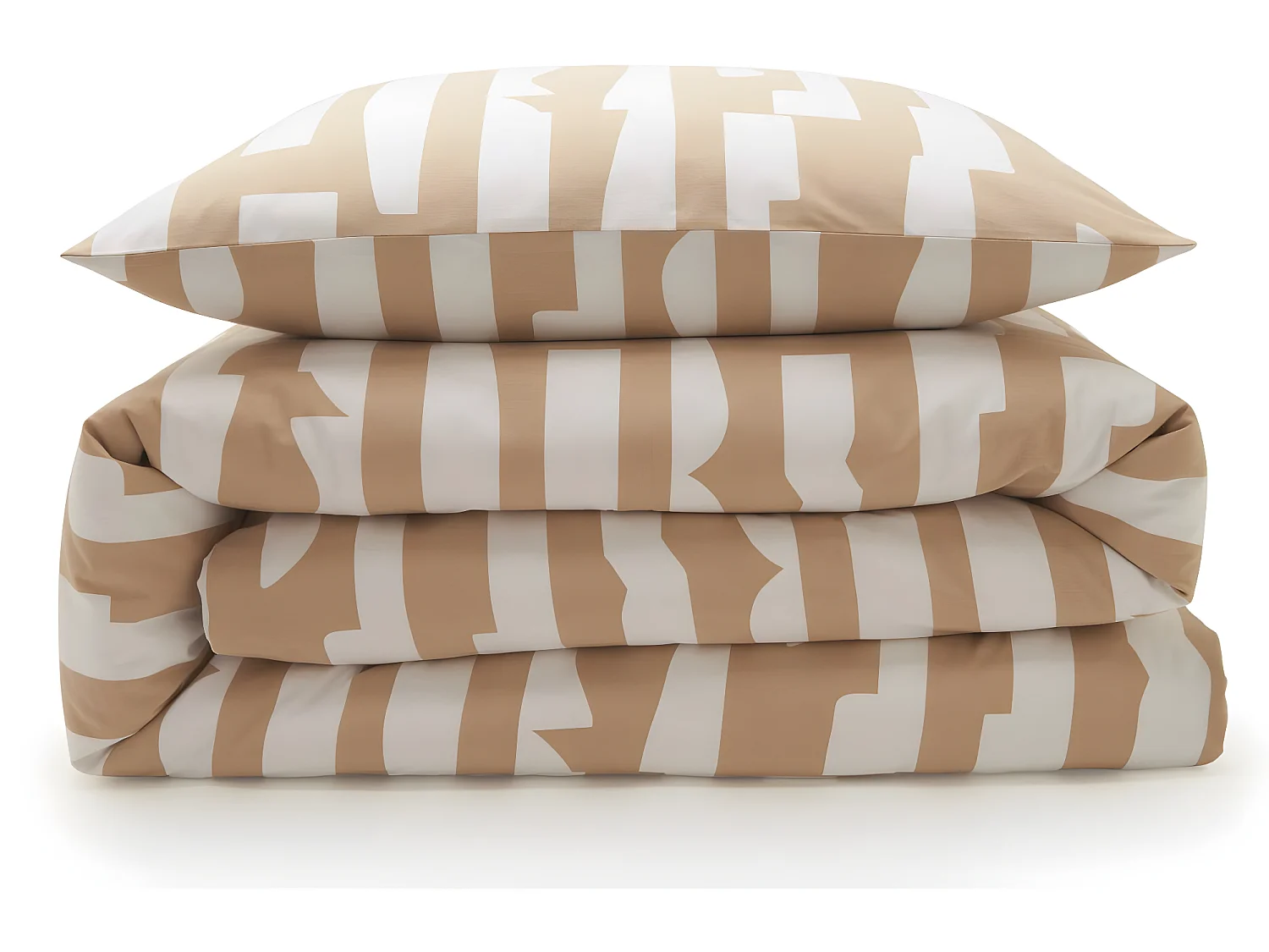 Parure de lit 2 personnes en coton 57 fils imprimé camel 260x240cm