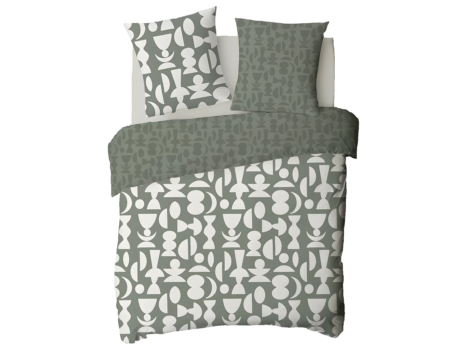 Parure de lit 2 personnes en coton 57 fils imprimé vert 240x220cm