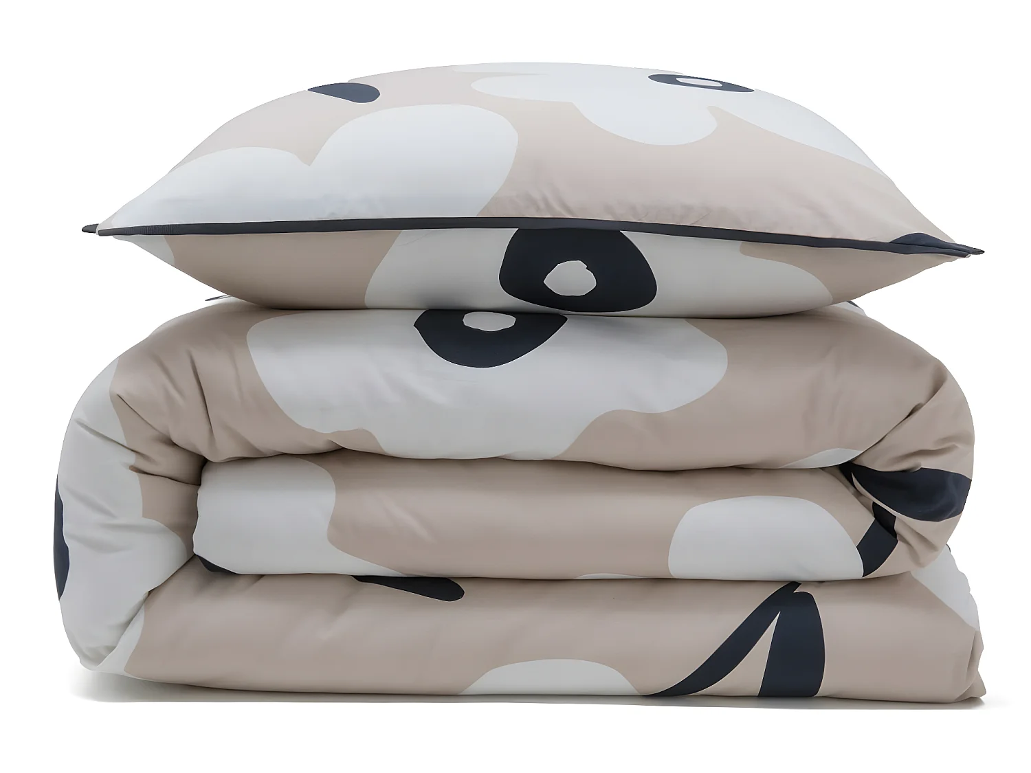 Parure de lit 2 personnes en coton 57 fils imprimé beige 260x240cm