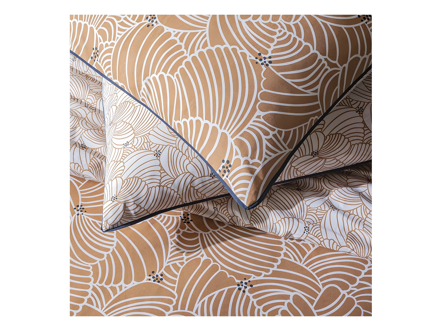 Parure de lit 2 personnes graphique floral en coton 240x220cm