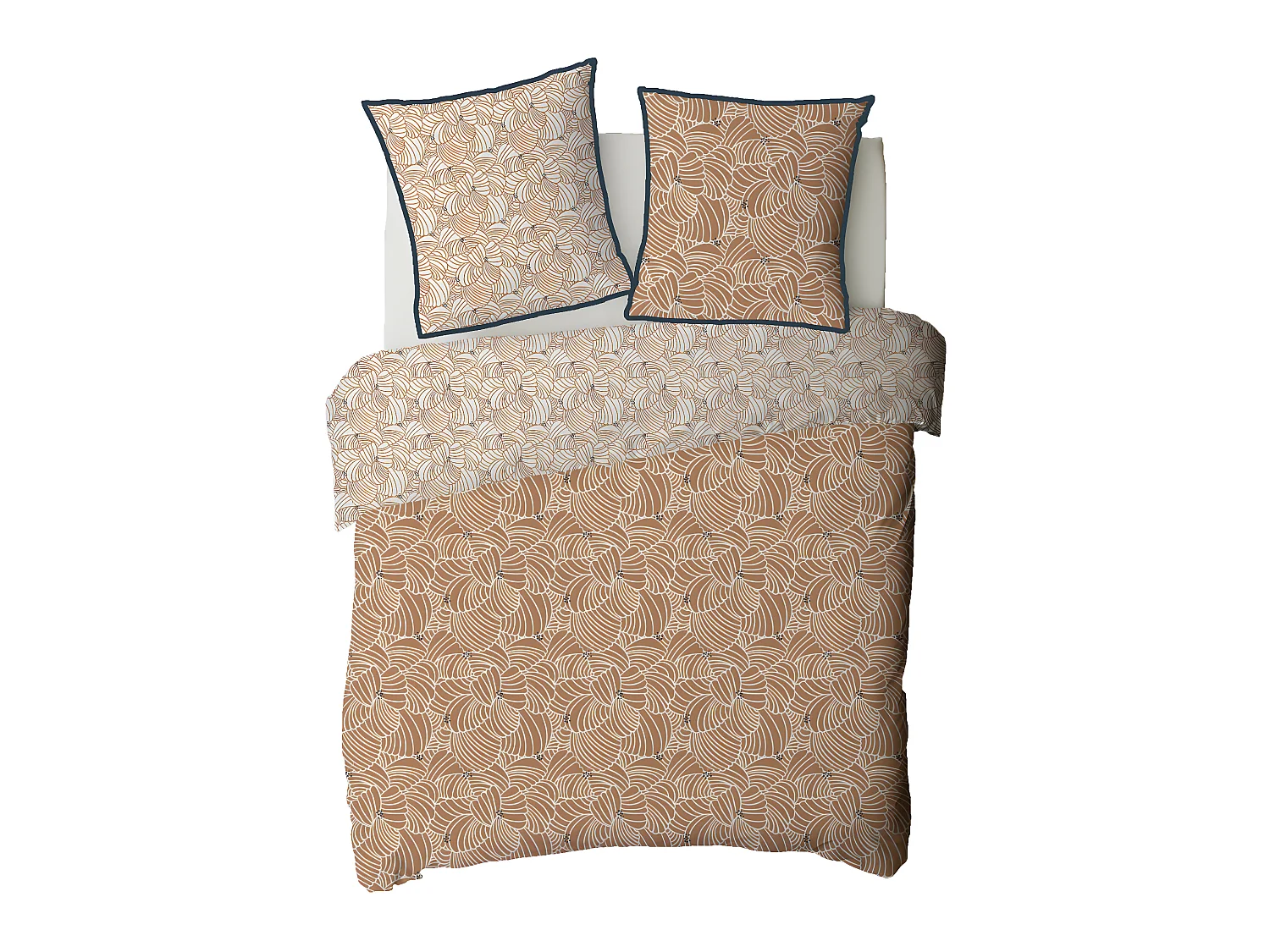 Parure de lit 2 personnes graphique floral en coton 240x220cm