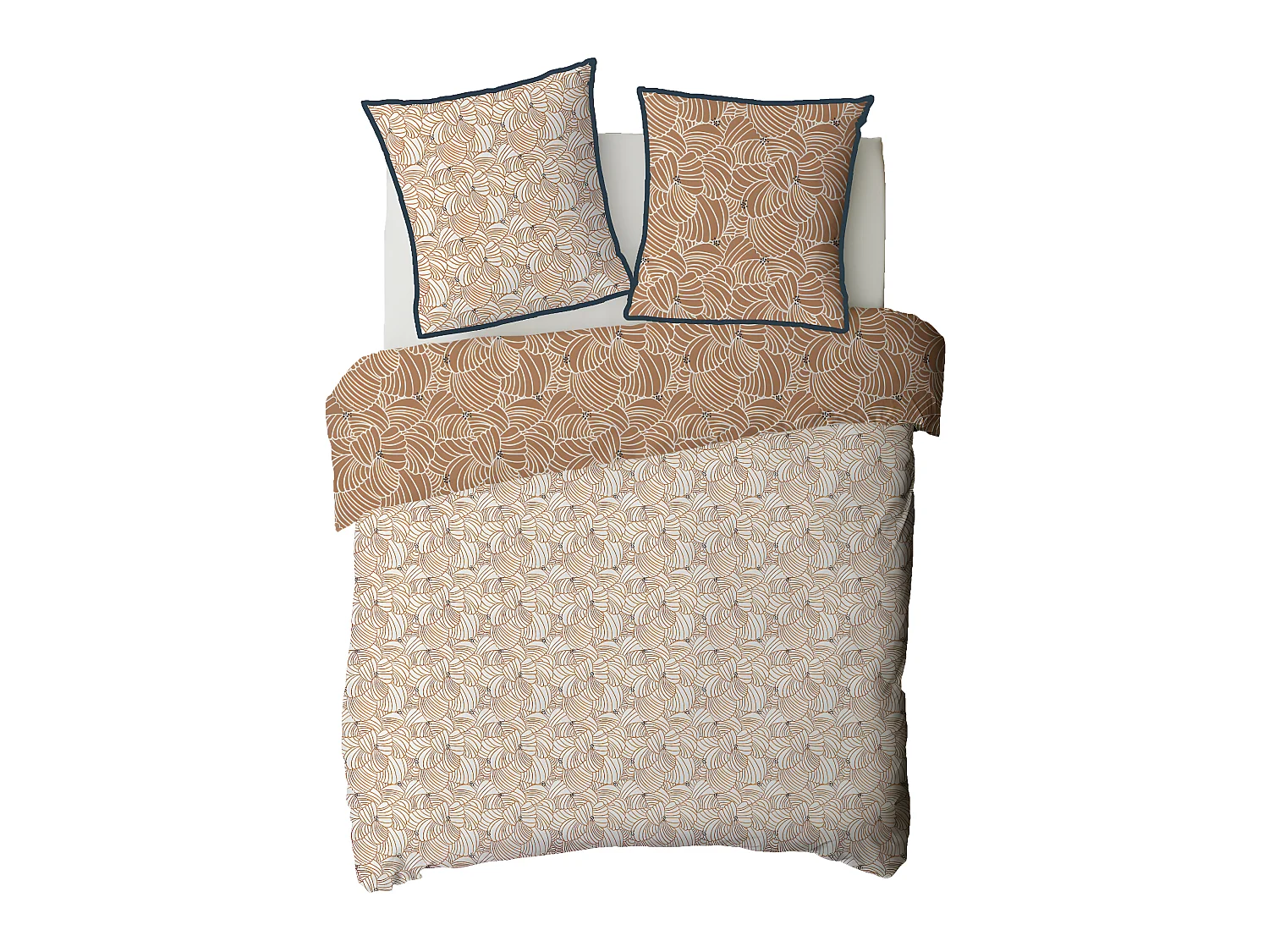 Parure de lit 2 personnes graphique floral en coton 240x220cm