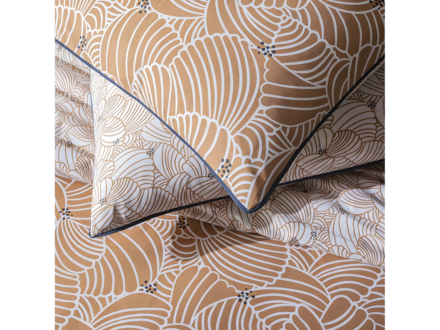 Parure de lit 2 personnes graphique floral en coton 240x220cm