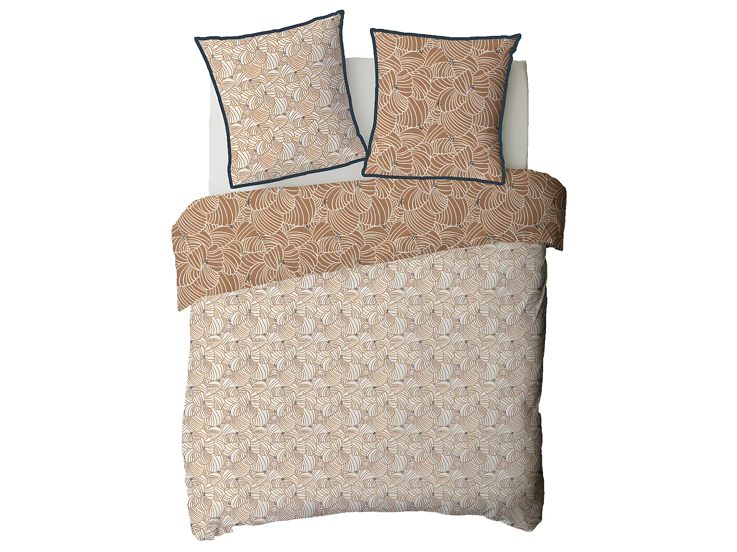 Parure de lit 2 personnes graphique floral en coton 240x220cm