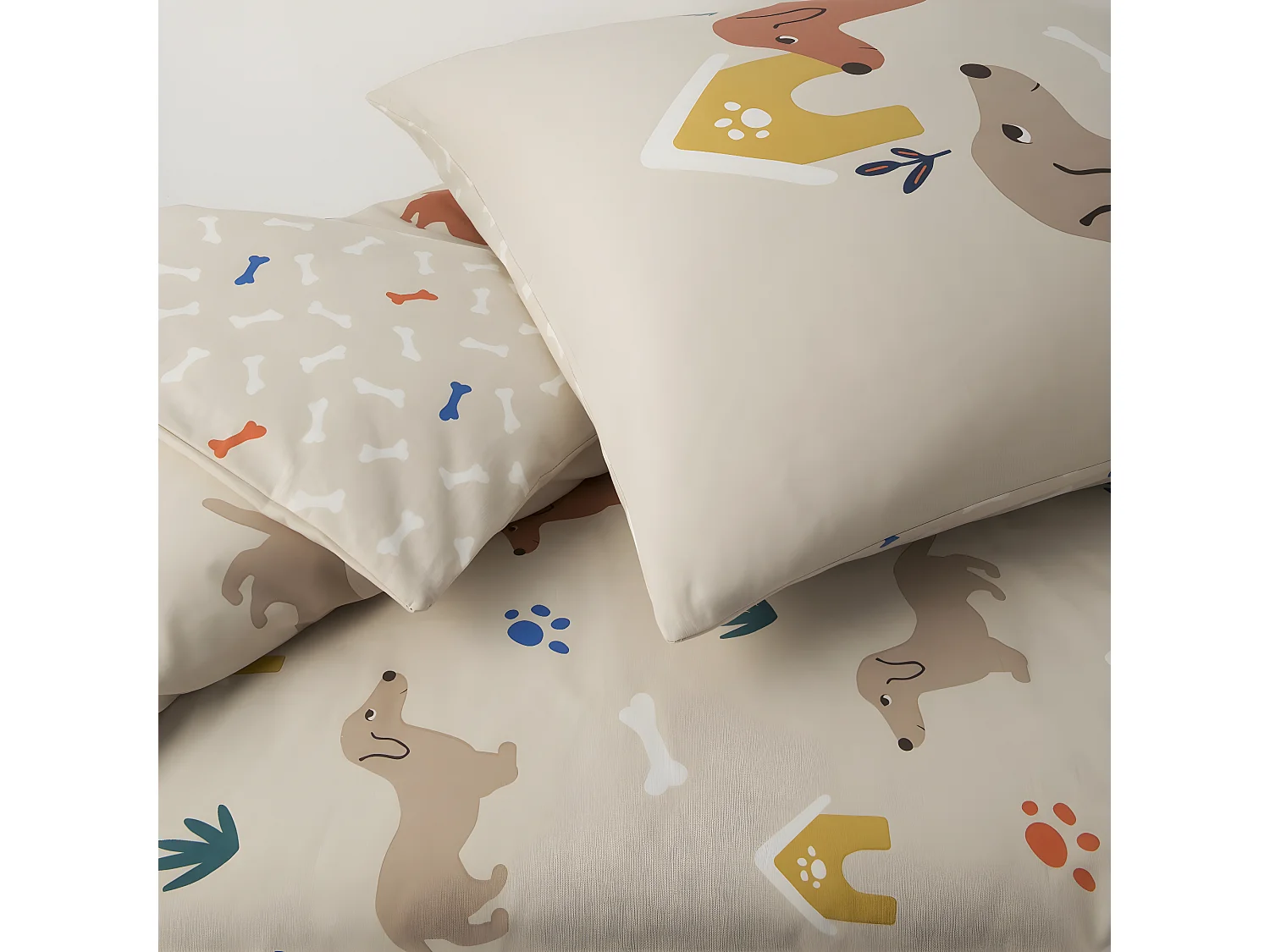 Parure de lit enfant chien réversible 140x200cm