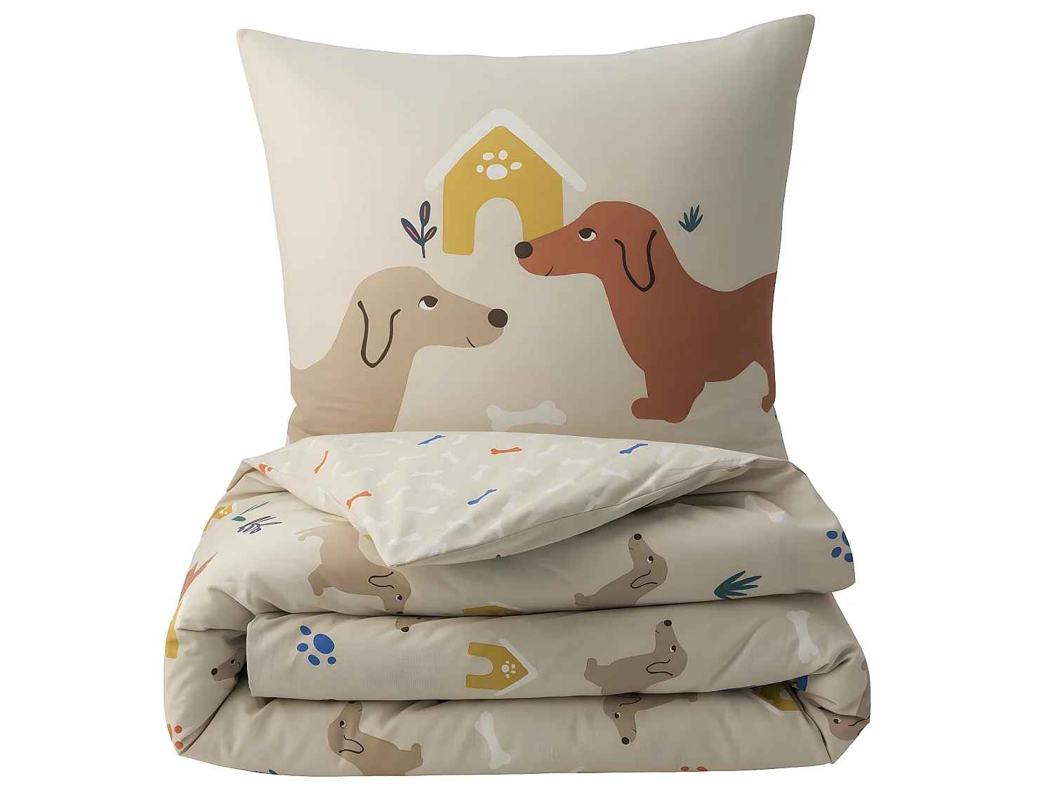 Parure de lit enfant chien réversible 140x200cm