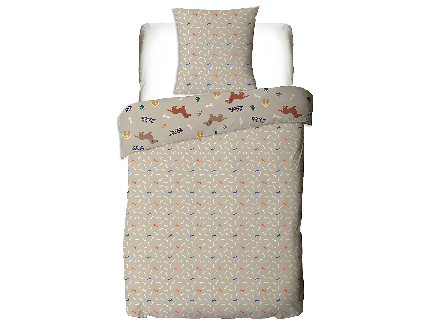 Parure de lit enfant chien réversible 140x200cm