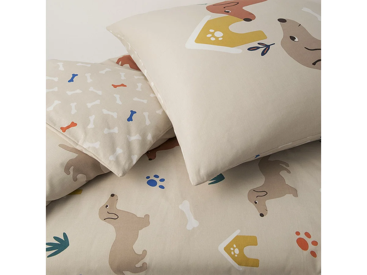 Parure de lit enfant chien réversible 140x200cm