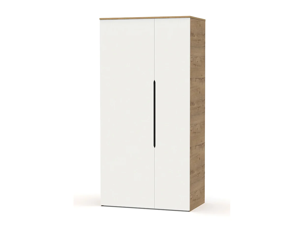 Armoire, placard coloris chêne doré, blanc - L.  100 x L. 57 x H. 200  cm