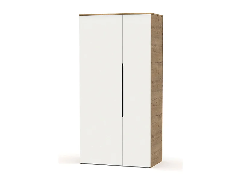 Armoire, placard coloris chêne doré, blanc - L.  100 x L. 57 x H. 200  cm
