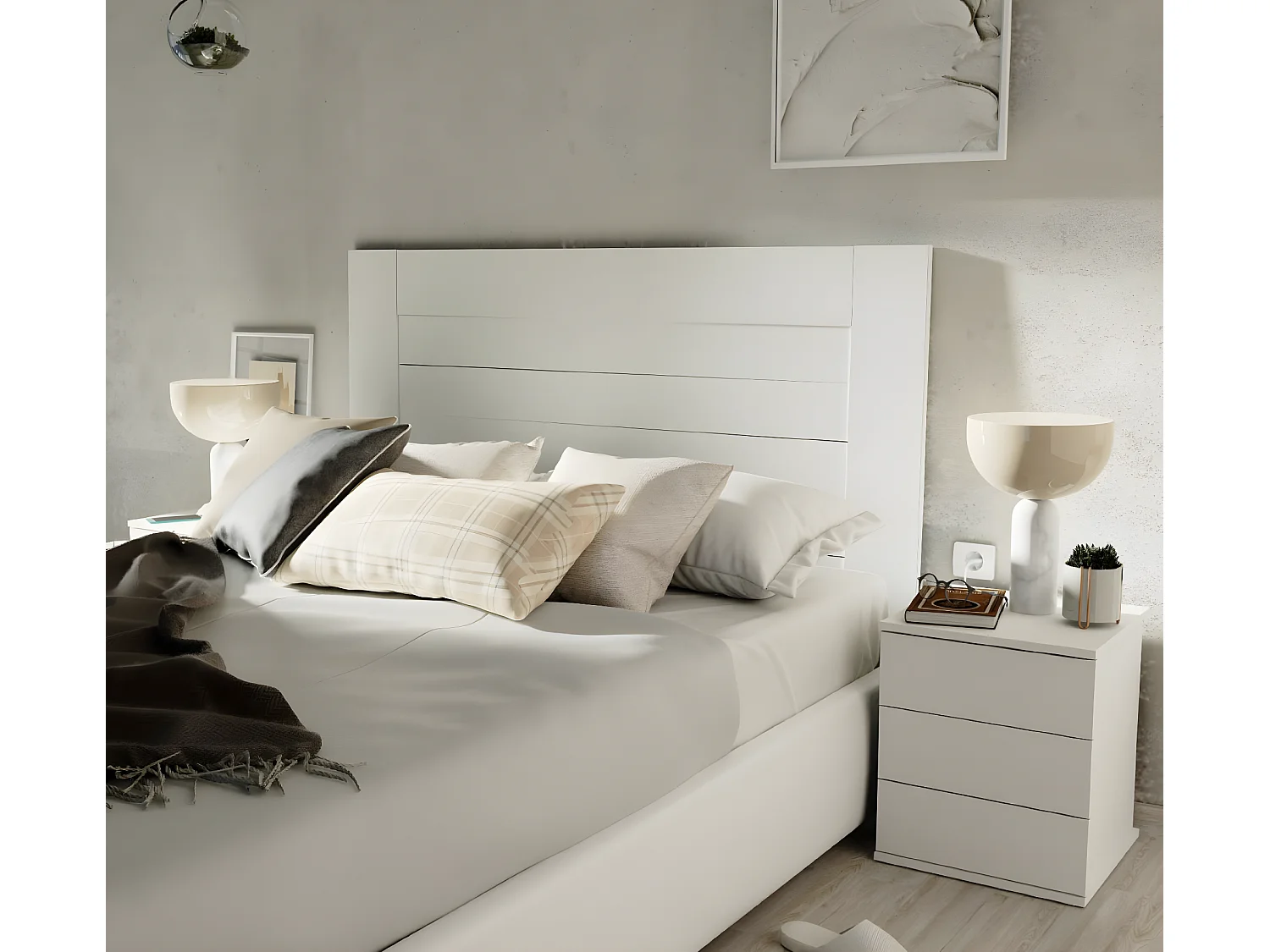 Tête de lit coloris blanc - Longueur 164 x Profondeur 2,2 x hauteur 120  cm