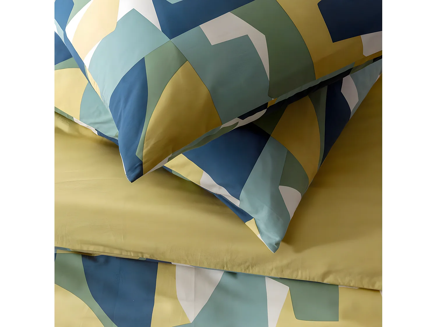 Parure de lit 2 personnes géométrique coton 57 fils 260x240cm