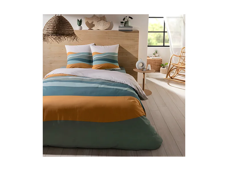 Parure de lit 2 personnes paysage réversible 260x240cm