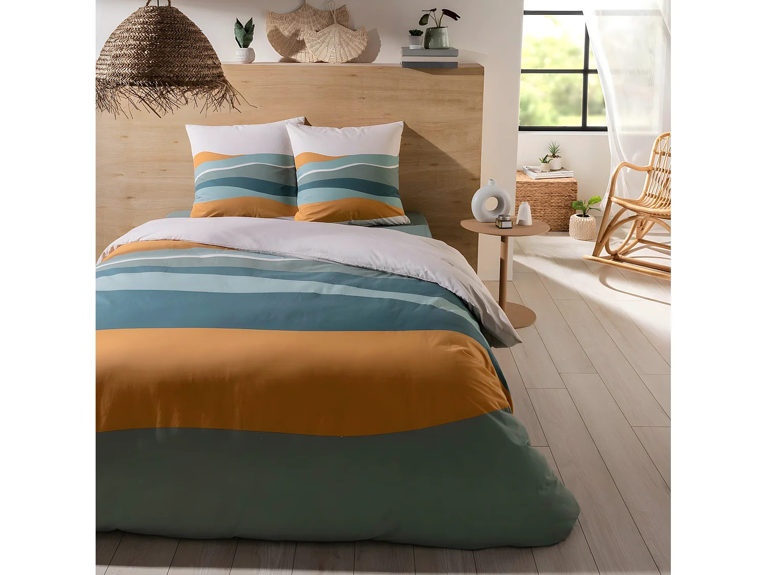 Parure de lit 2 personnes paysage réversible 260x240cm