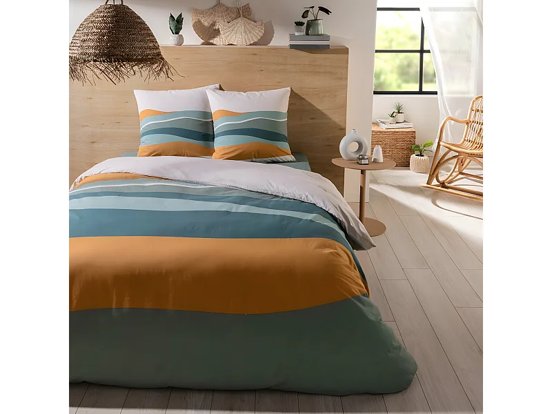 Parure de lit 2 personnes paysage réversible 260x240cm