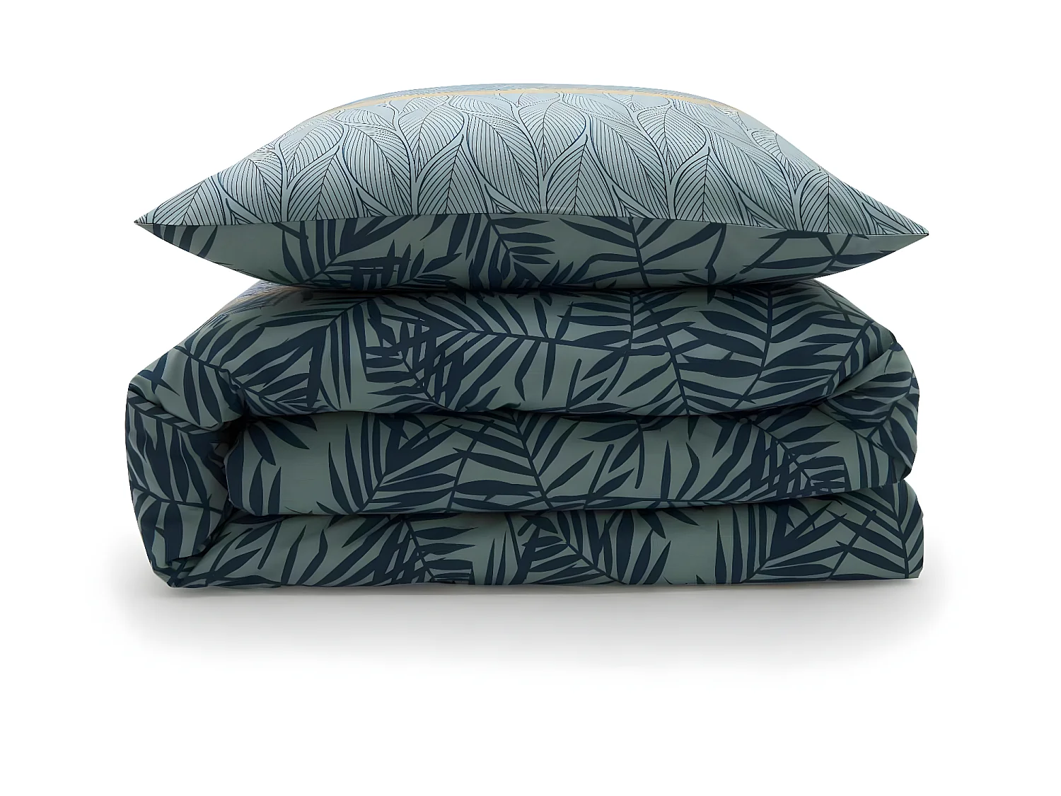 Parure de lit 2 personnes en coton 57 fils imprimé vert 240x220cm