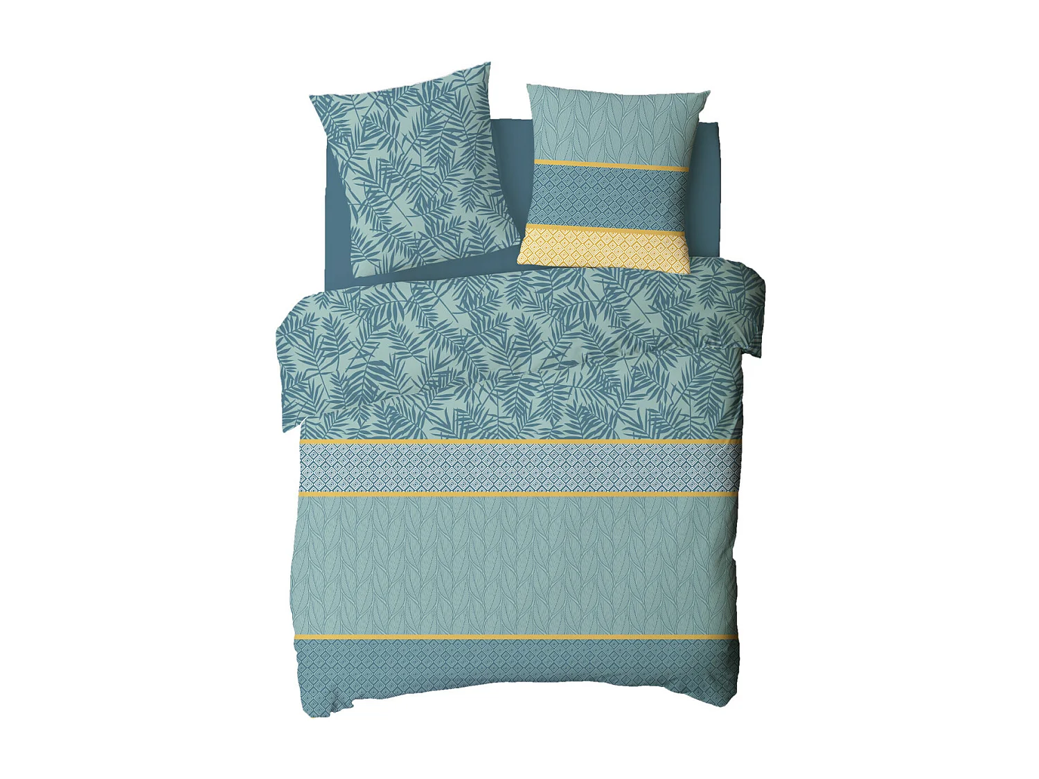 Parure de lit 2 personnes en coton 57 fils imprimé vert 240x220cm