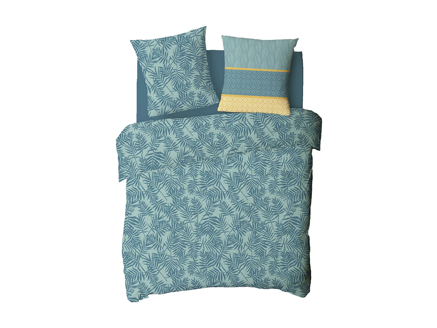 Parure de lit 2 personnes en coton 57 fils imprimé vert 240x220cm