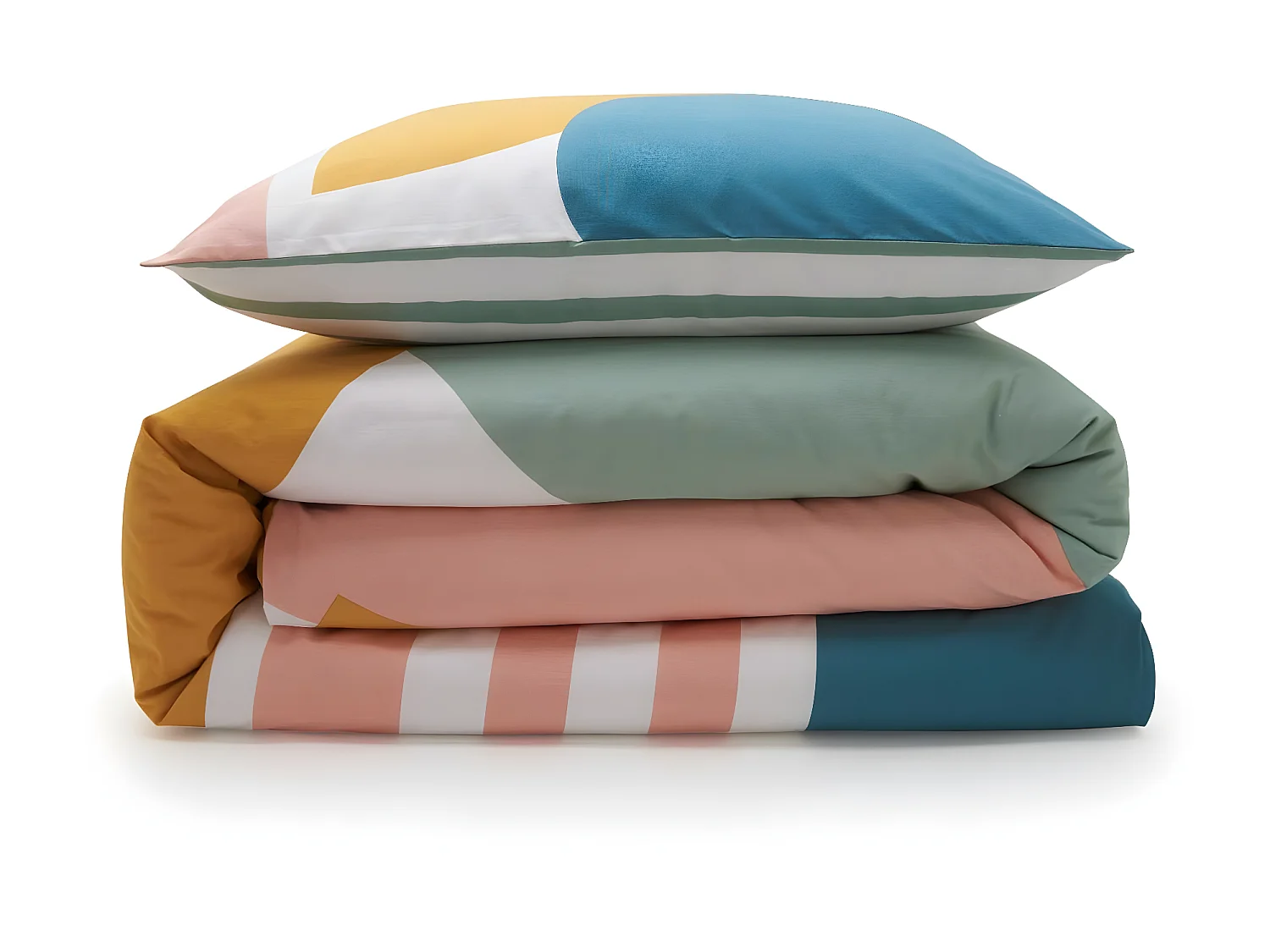 Parure de lit 2 personnes géométrique à rayures 240x220cm