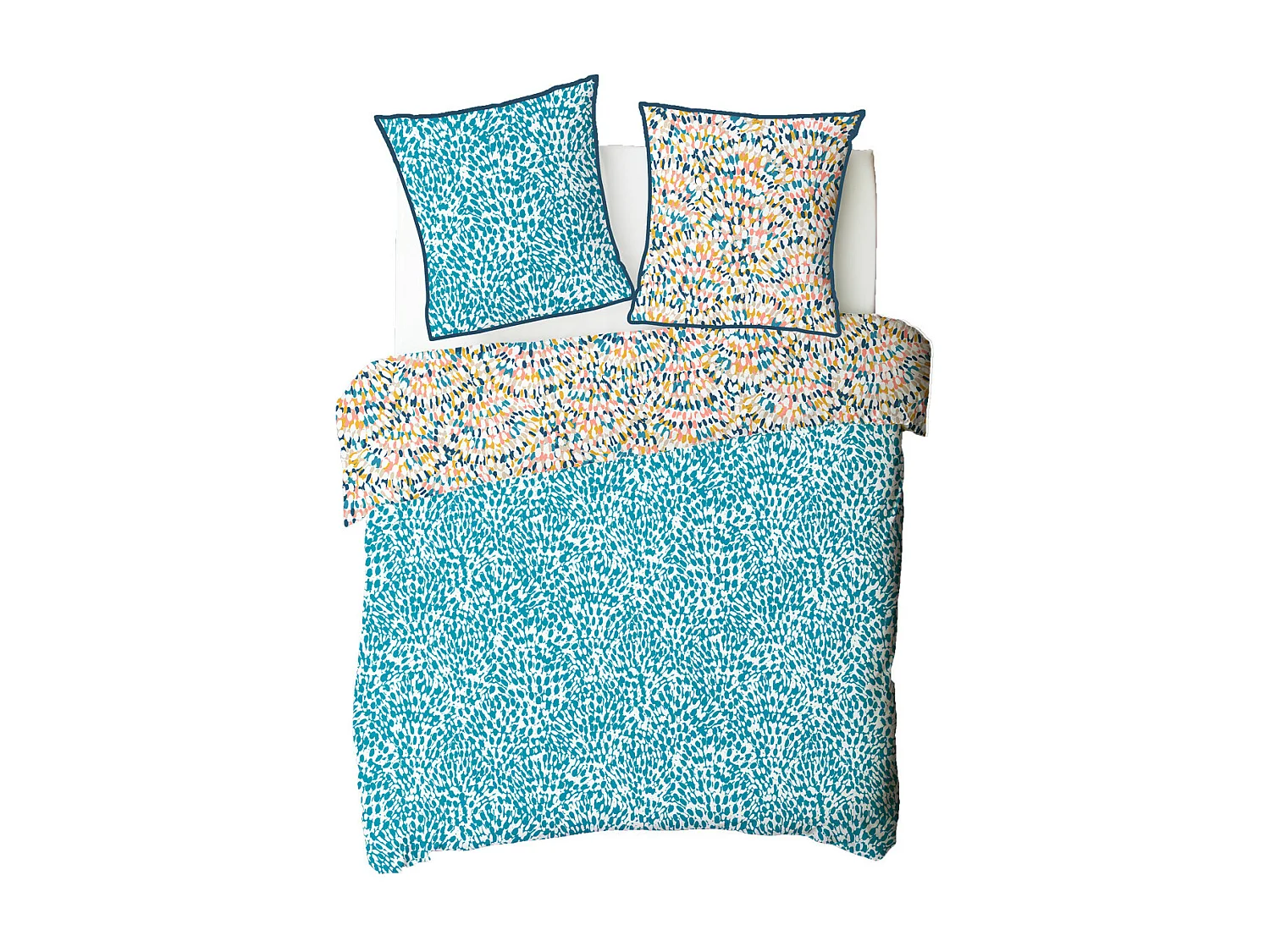 Parure de lit 2 personnes colorée réversible 260x240cm