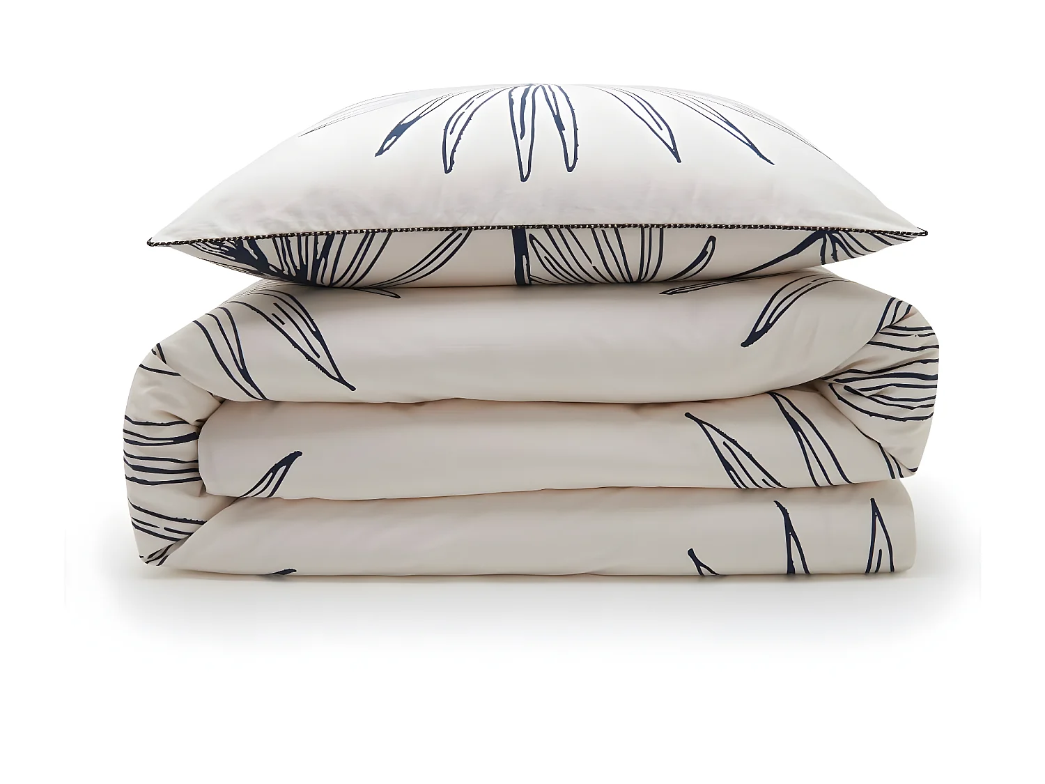 Parure de lit 2 personnes en coton 57 fils imprimé blanc 260x240cm