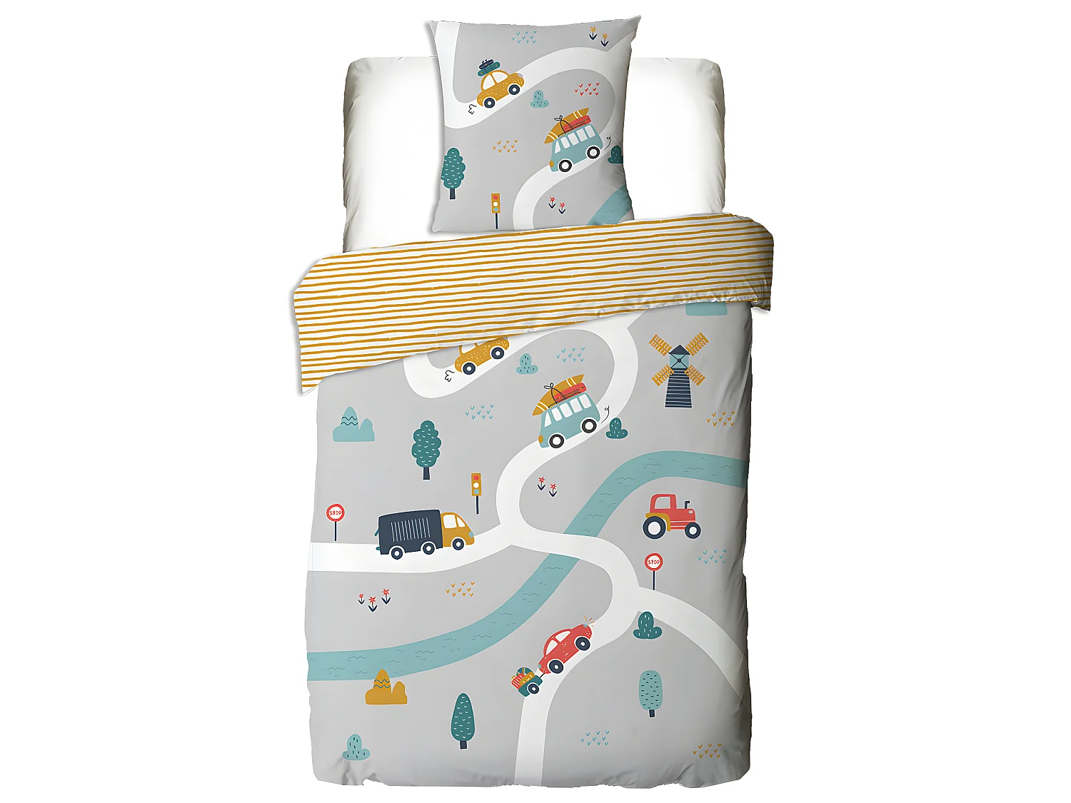 Parure de lit enfant circuit voiture 140x200cm