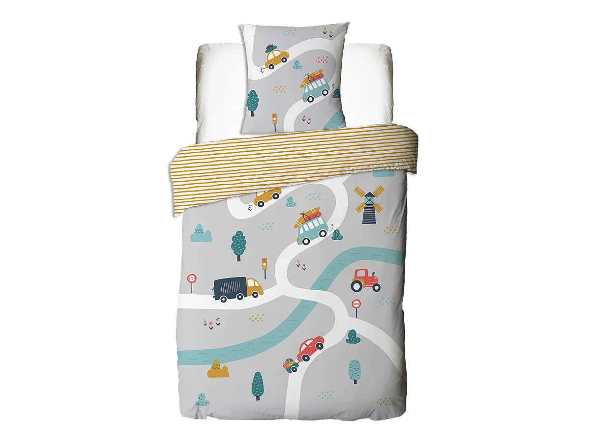 Parure de lit enfant circuit voiture 140x200cm