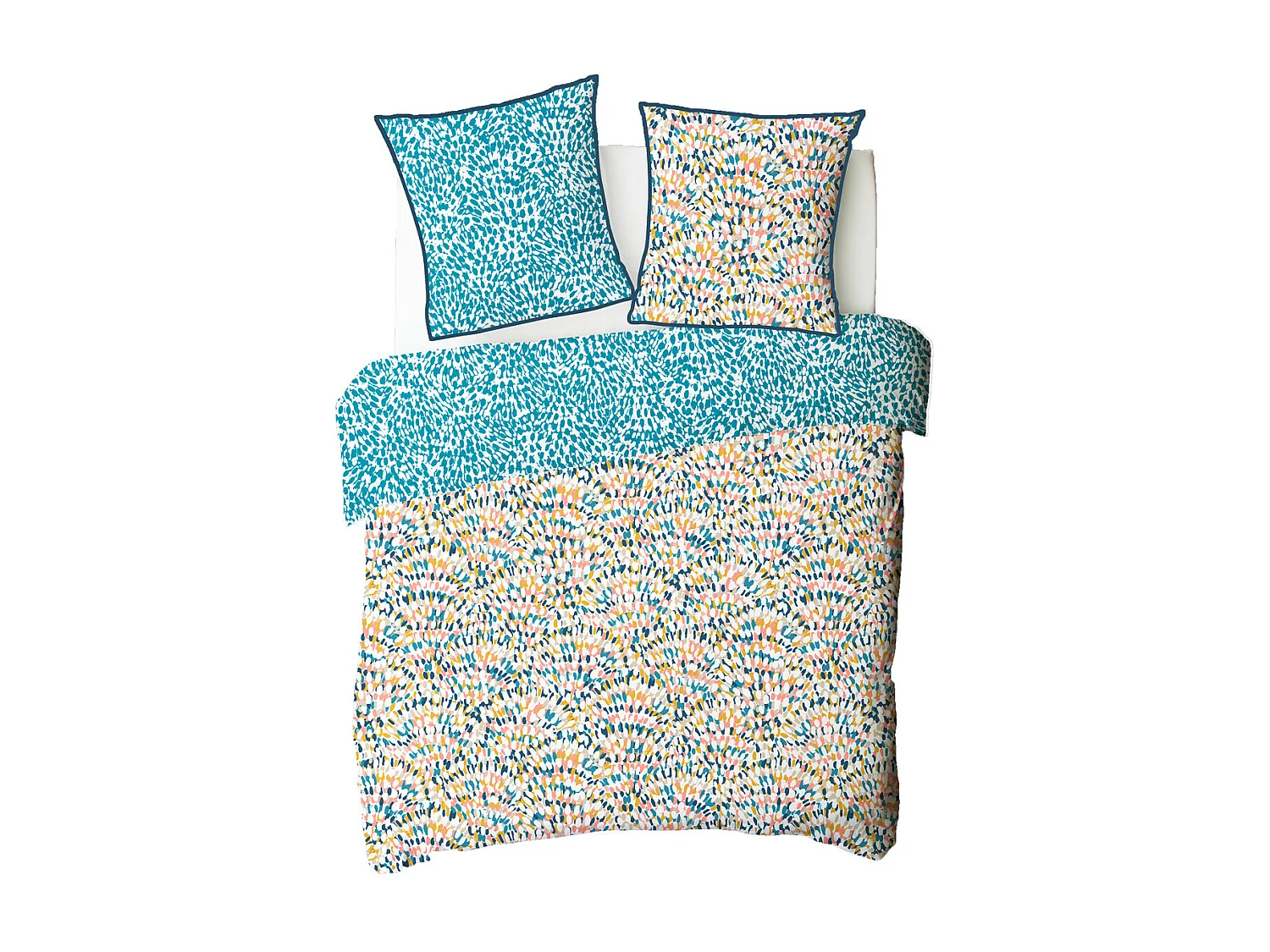 Parure de lit 2 personnes colorée réversible 240x220cm