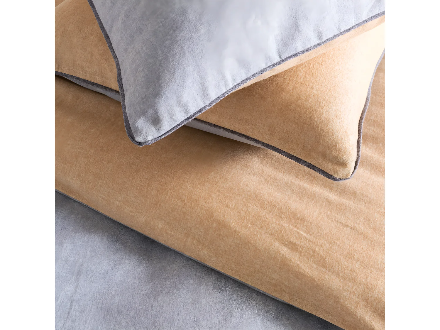 Parure de lit 2 personnes en flanelle coton 57 fils unie multico 240x220cm