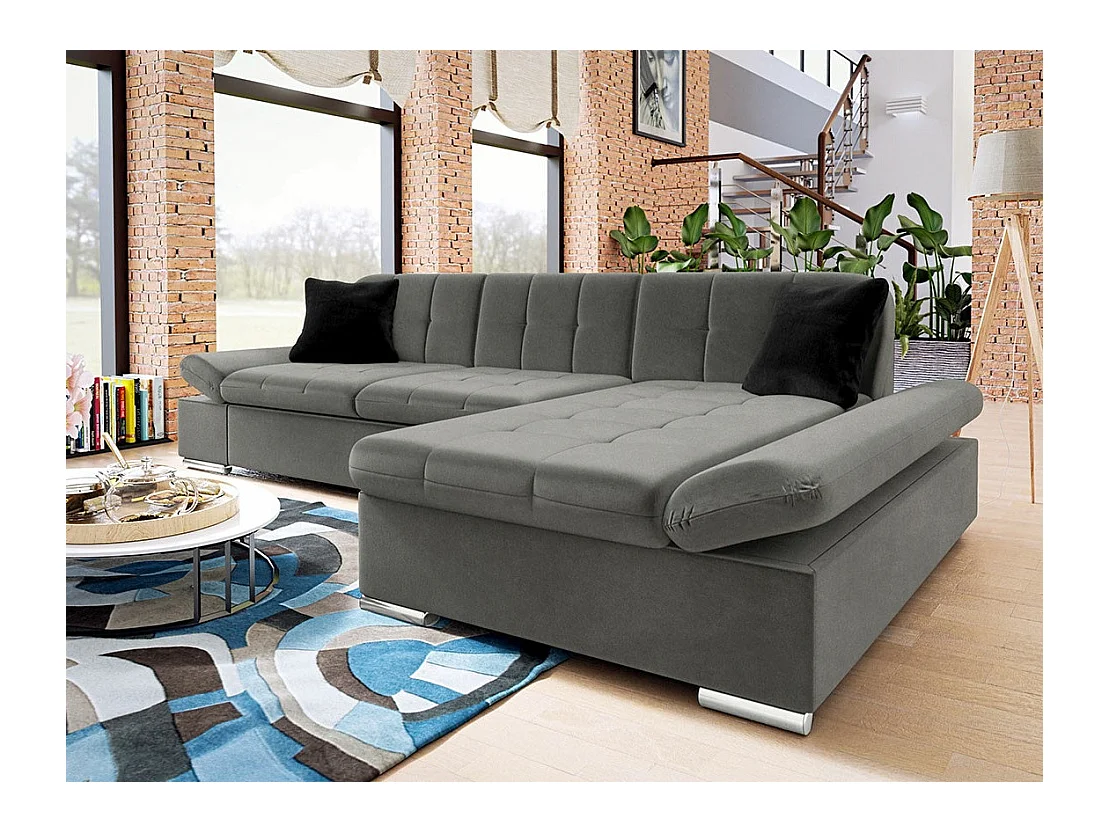 Canapé d'angle Comfivo 219, Gris, 278x161x76cm