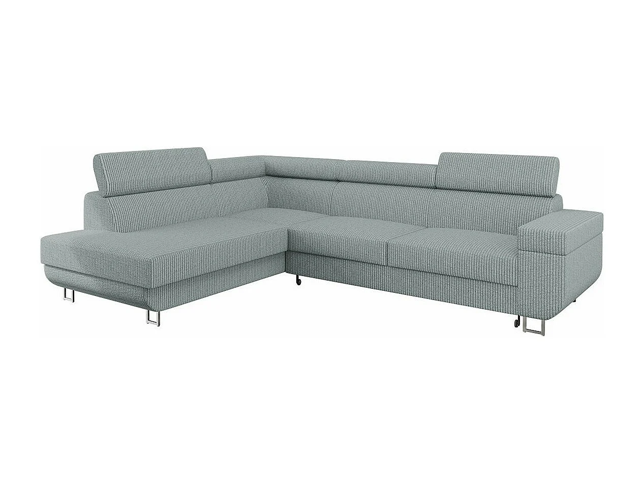 Canapé d'angle Comfivo 306, Gris, Fonction de couchage, Boîte de literie, 253x188x71cm