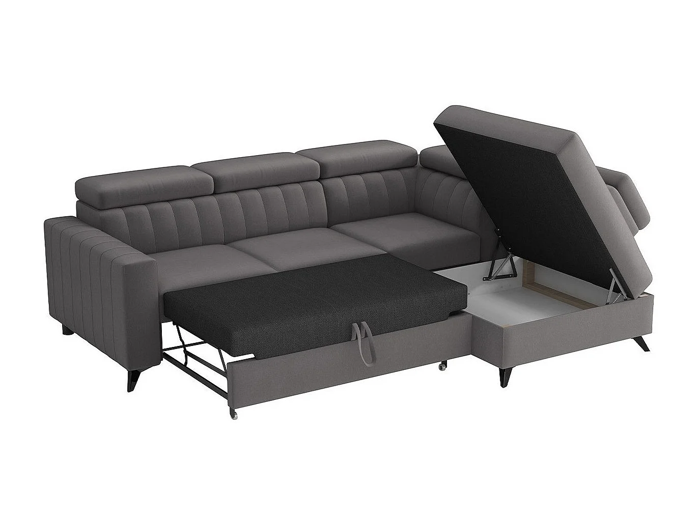 Divano angolare Columbus 202, Blu, Con, 249x195x80cm