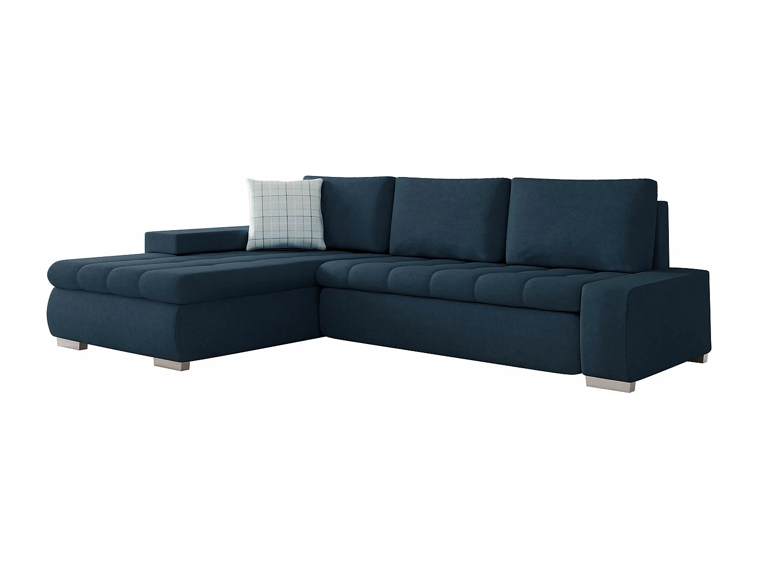 Sofá rinconero Comfivo 112, Azul, Función de descanso, Almacenaje, 265x185x85cm