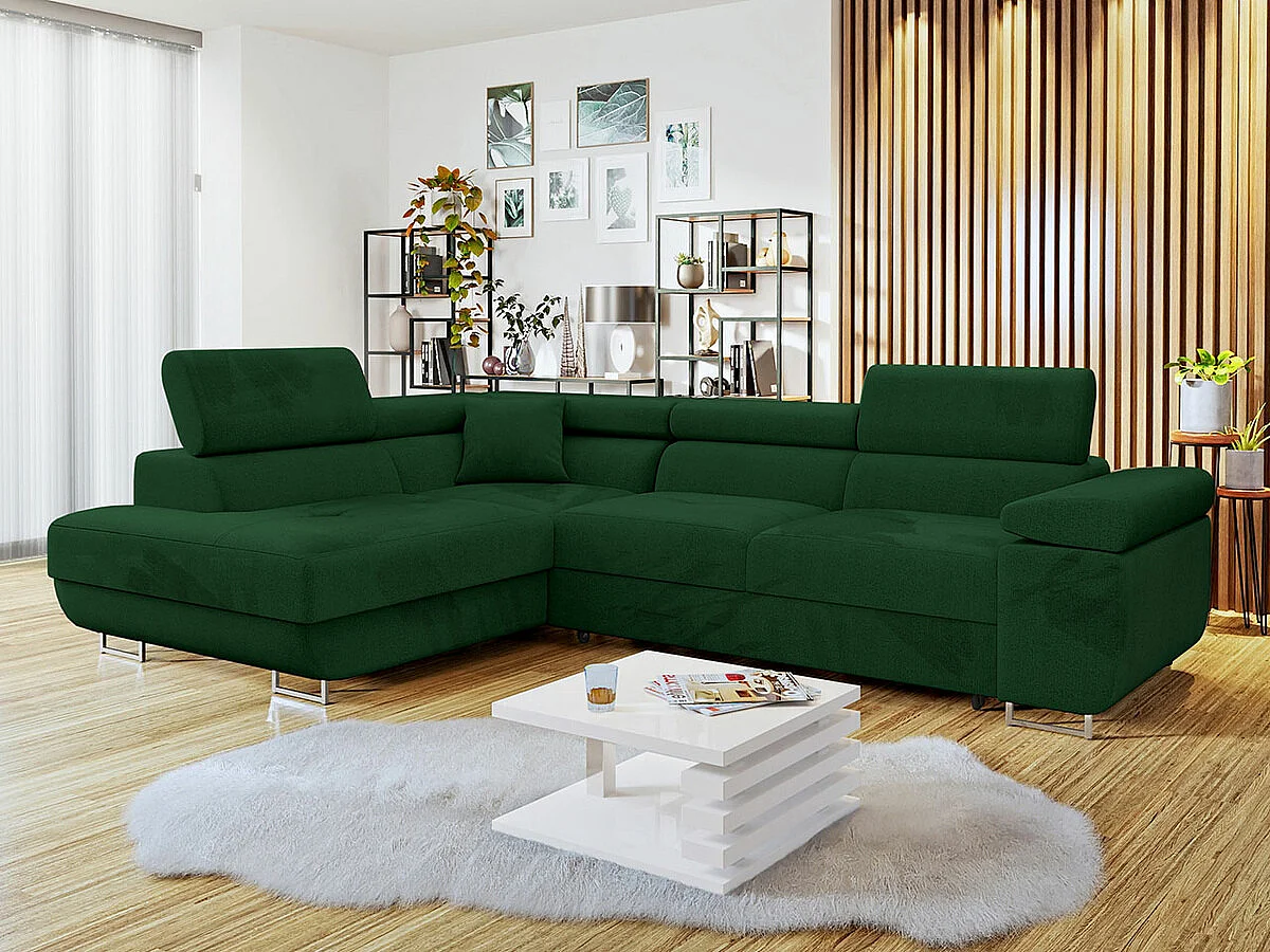 Ecksofa mit Schlaffunktion und Bettkasten - 274x203x70-90 cm - Manila 35 - Seite: Links - Torezio
