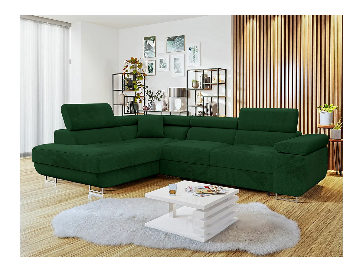 Divano angolare Comfivo Eliferu 100, Verde, Con, 274x203x70cm
