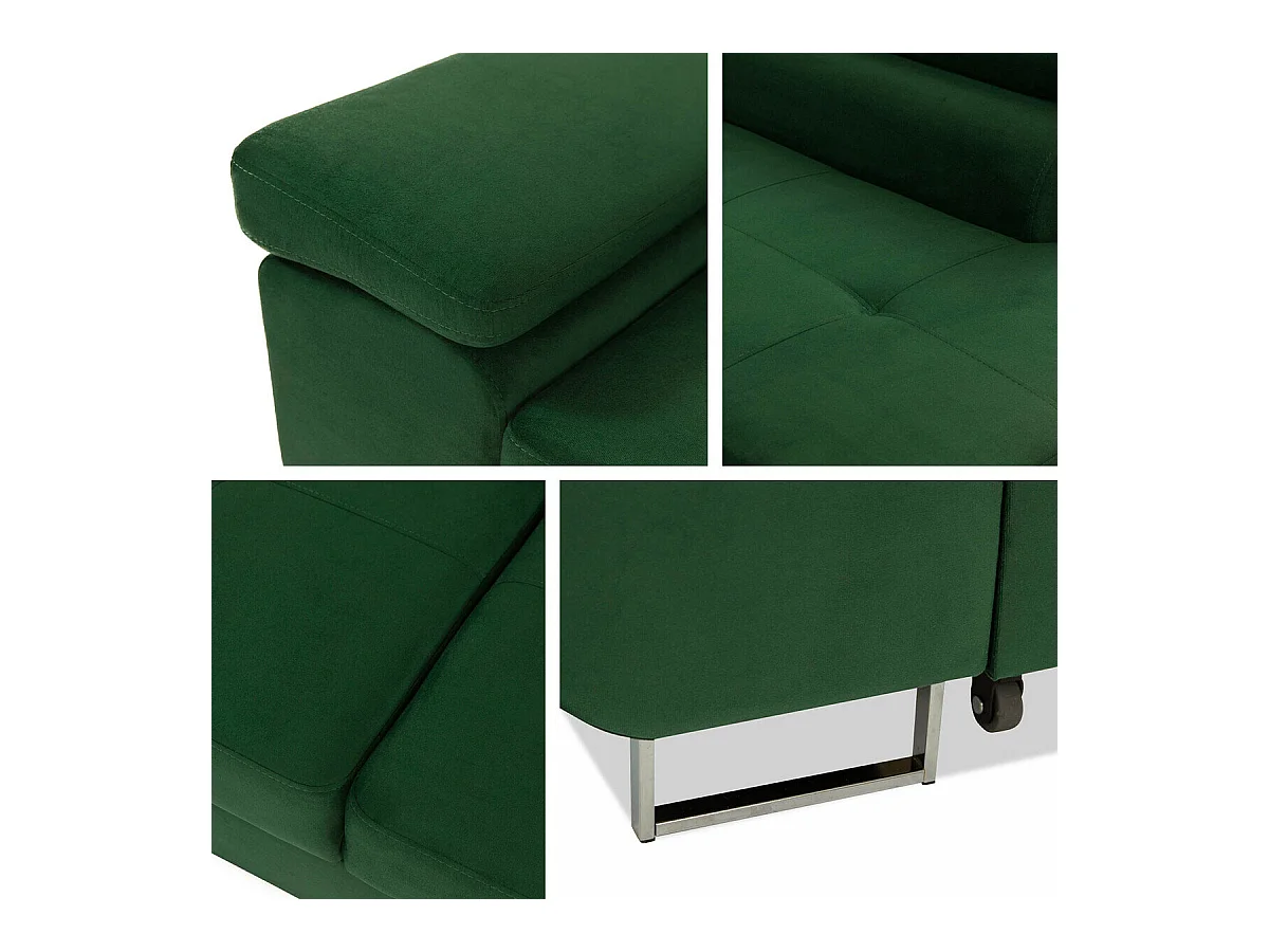 Canapé d'angle Comfivo Eliferu 100, Vert, Fonction de couchage, Boîte de literie, 274cm