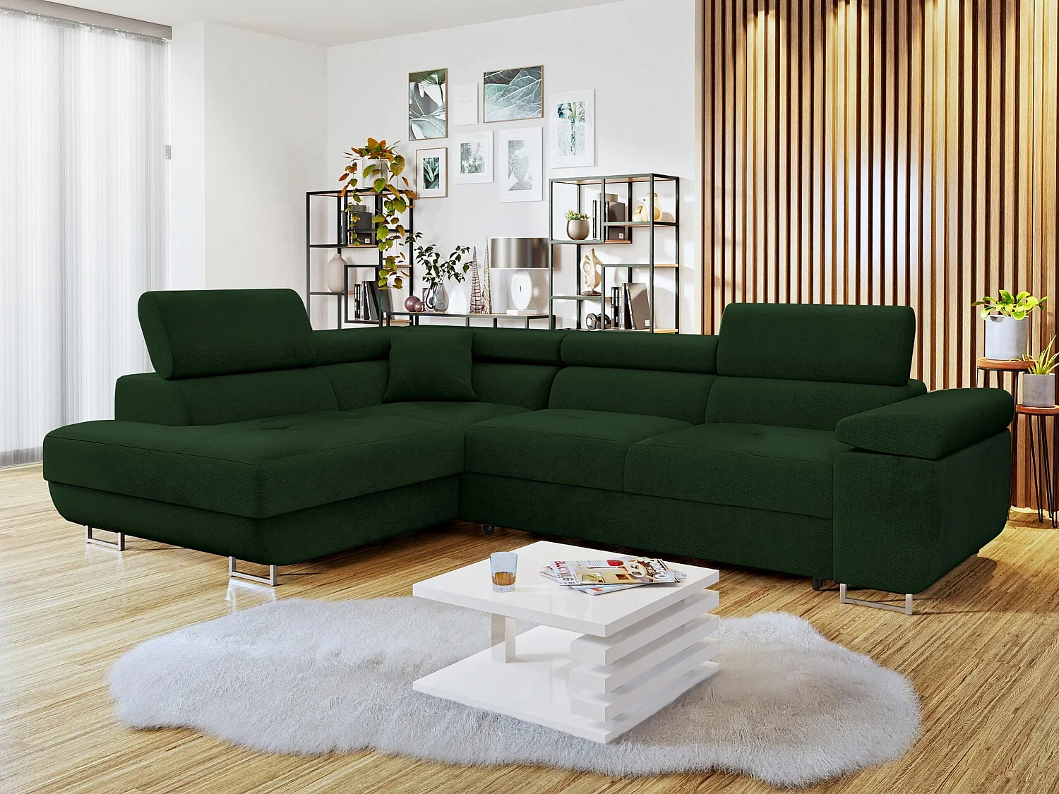 Divano angolare Comfivo Vinetum, Verde, Con, 274x203x70cm