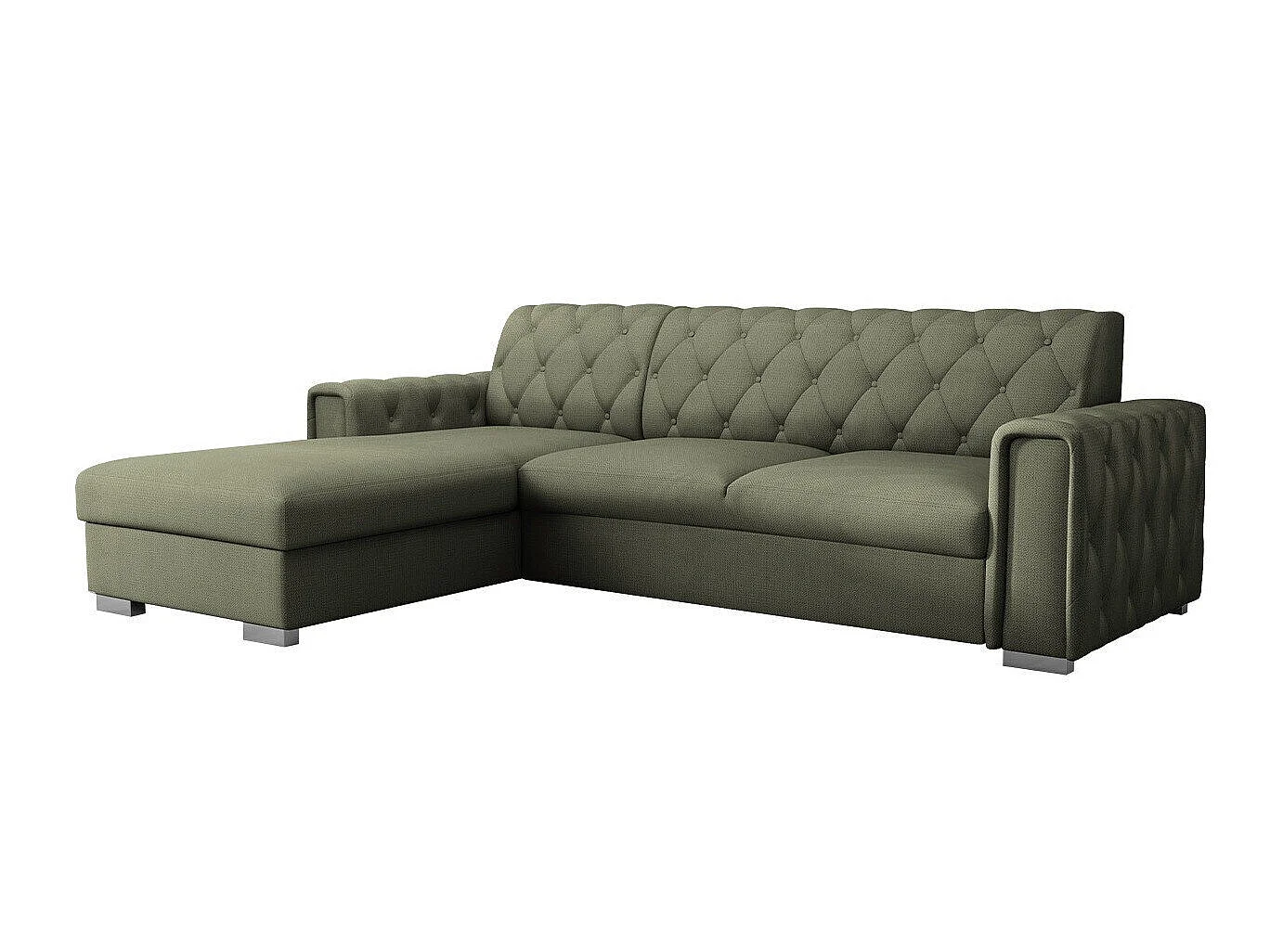 Sofá rinconero Columbus 203, Verde, Función de descanso, Almacenaje