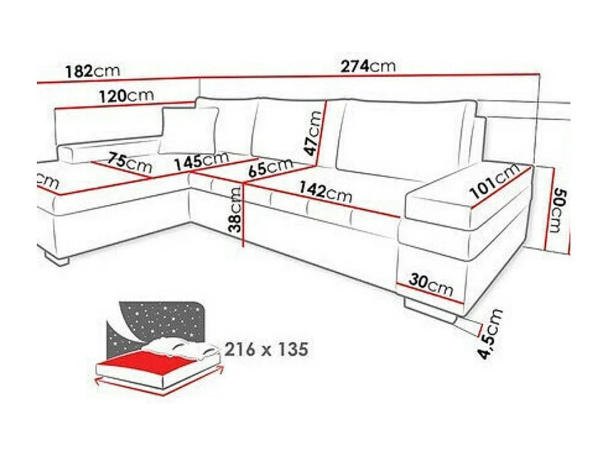 Canapé d'angle Comfivo 212, Jaune, Fonction de couchage, Boîte de literie, 274x182x83cm